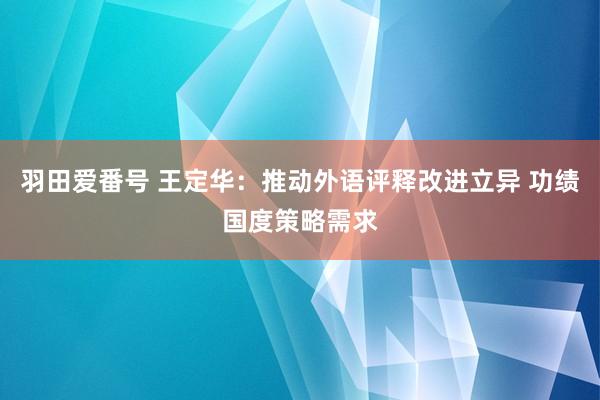 羽田爱番号 王定华：推动外语评释改进立异 功绩国度策略需求