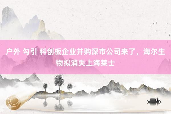 户外 勾引 科创板企业并购深市公司来了，海尔生物拟消失上海莱士