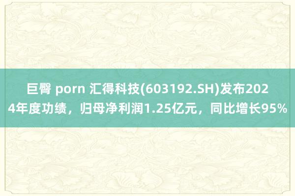 巨臀 porn 汇得科技(603192.SH)发布2024年度功绩，归母净利润1.25亿元，同比增长95%
