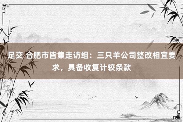 足交 合肥市皆集走访组：三只羊公司整改相宜要求，具备收复计较条款