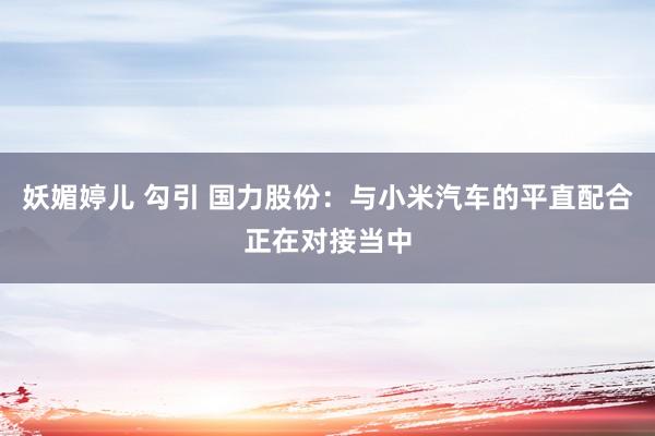 妖媚婷儿 勾引 国力股份：与小米汽车的平直配合正在对接当中