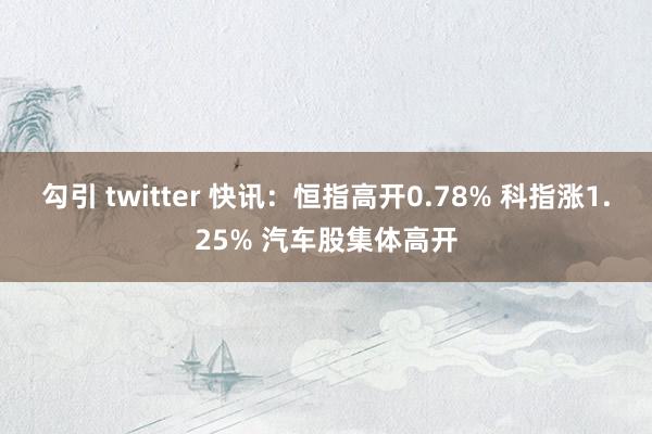 勾引 twitter 快讯：恒指高开0.78% 科指涨1.25% 汽车股集体高开